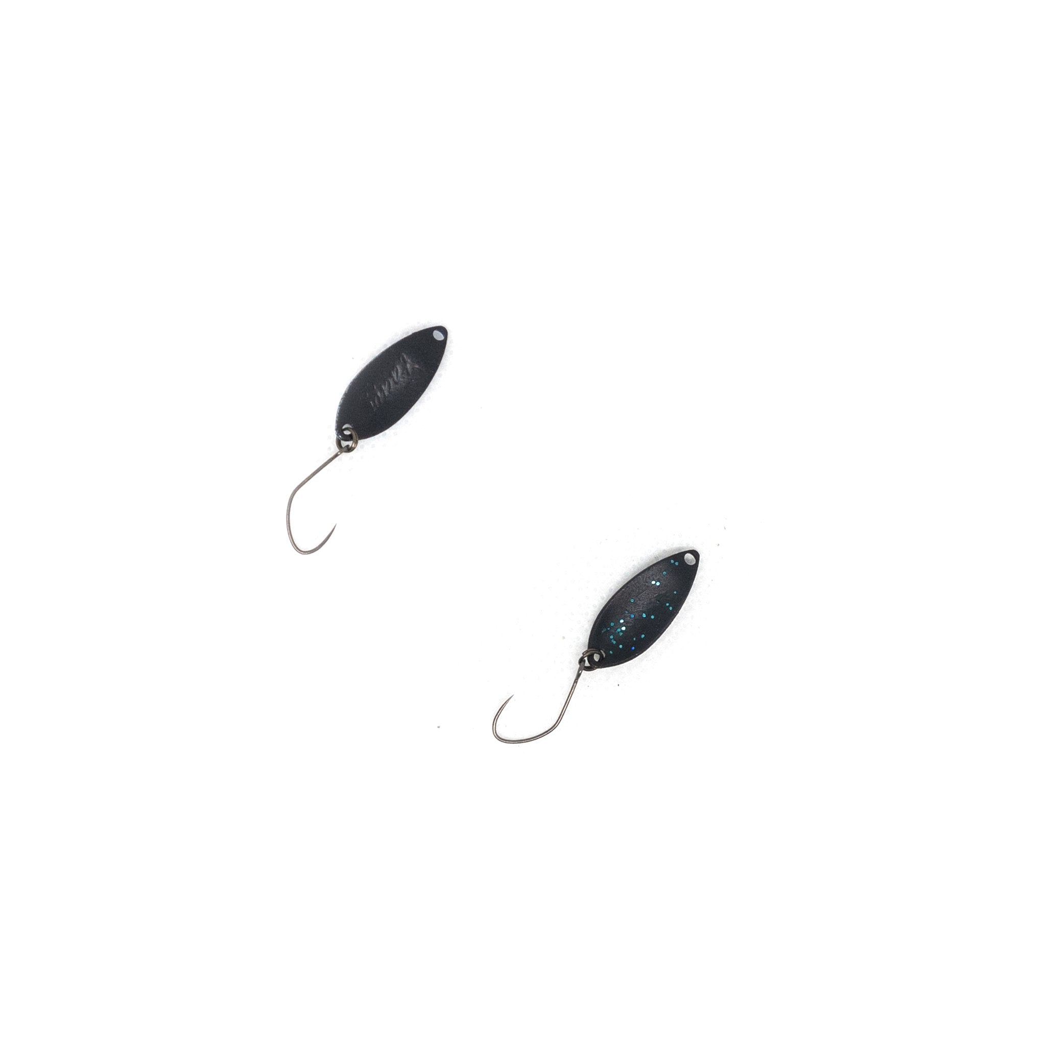 Forest Factor 0.9g Trout Spoon Color #17 "Matte Black (Blue Lame)" - The Borrowed Lure