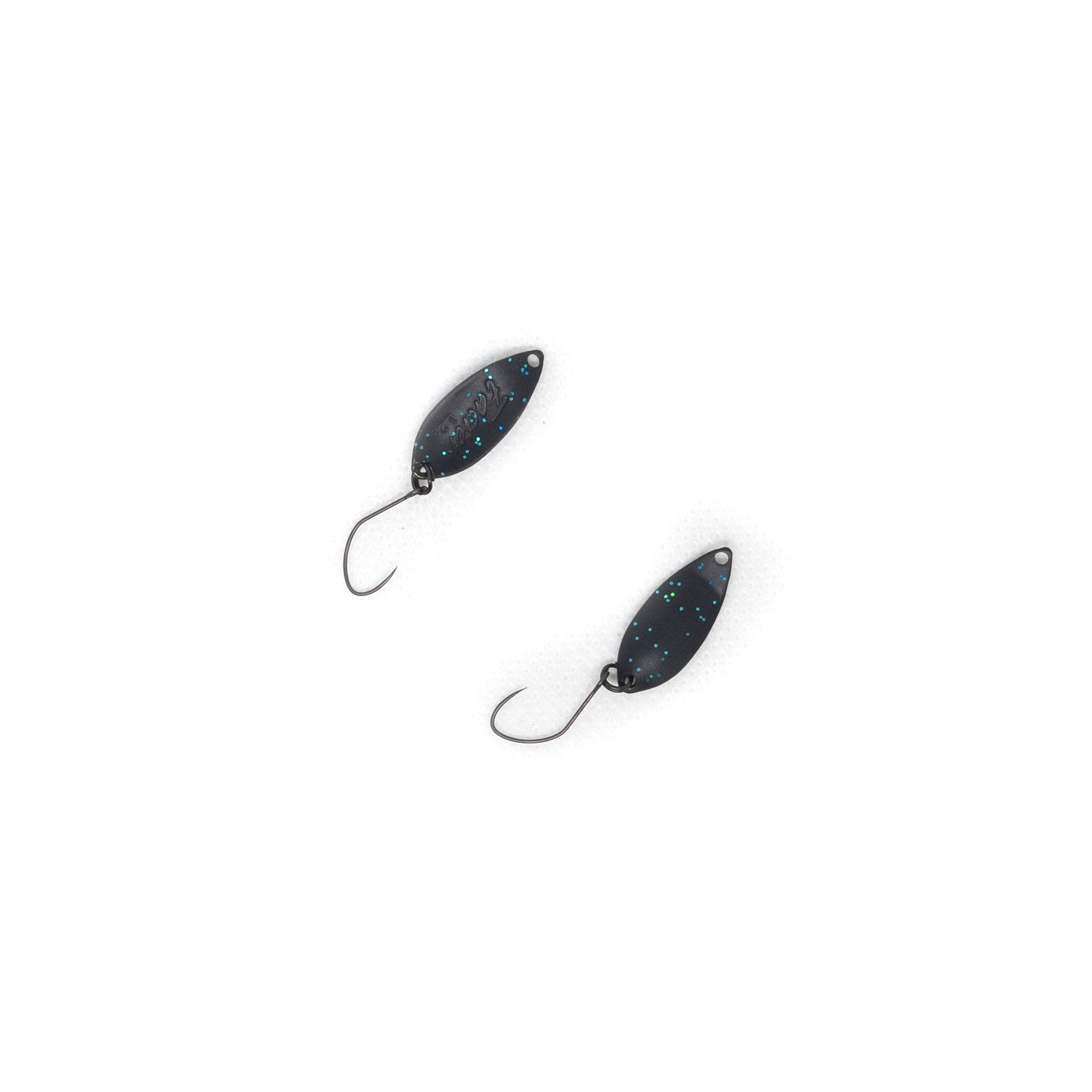 Forest Factor 1.2g Trout Spoon Color #17 "Matte Black (Blue Lame)" - The Borrowed Lure