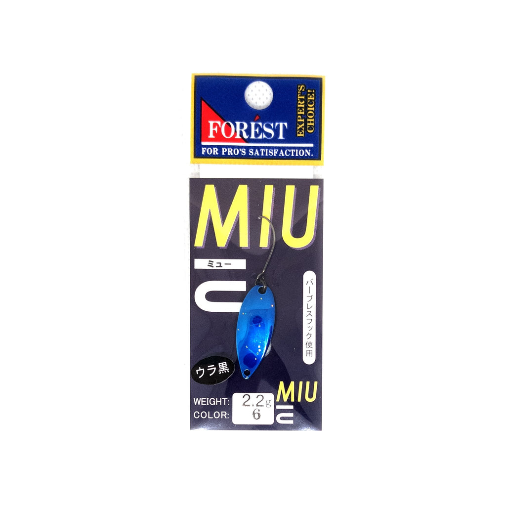 Forest MIU 2.2g Trout Spoon Color "#6 Metallic blue (gold lame) / matte black" - The Borrowed Lure